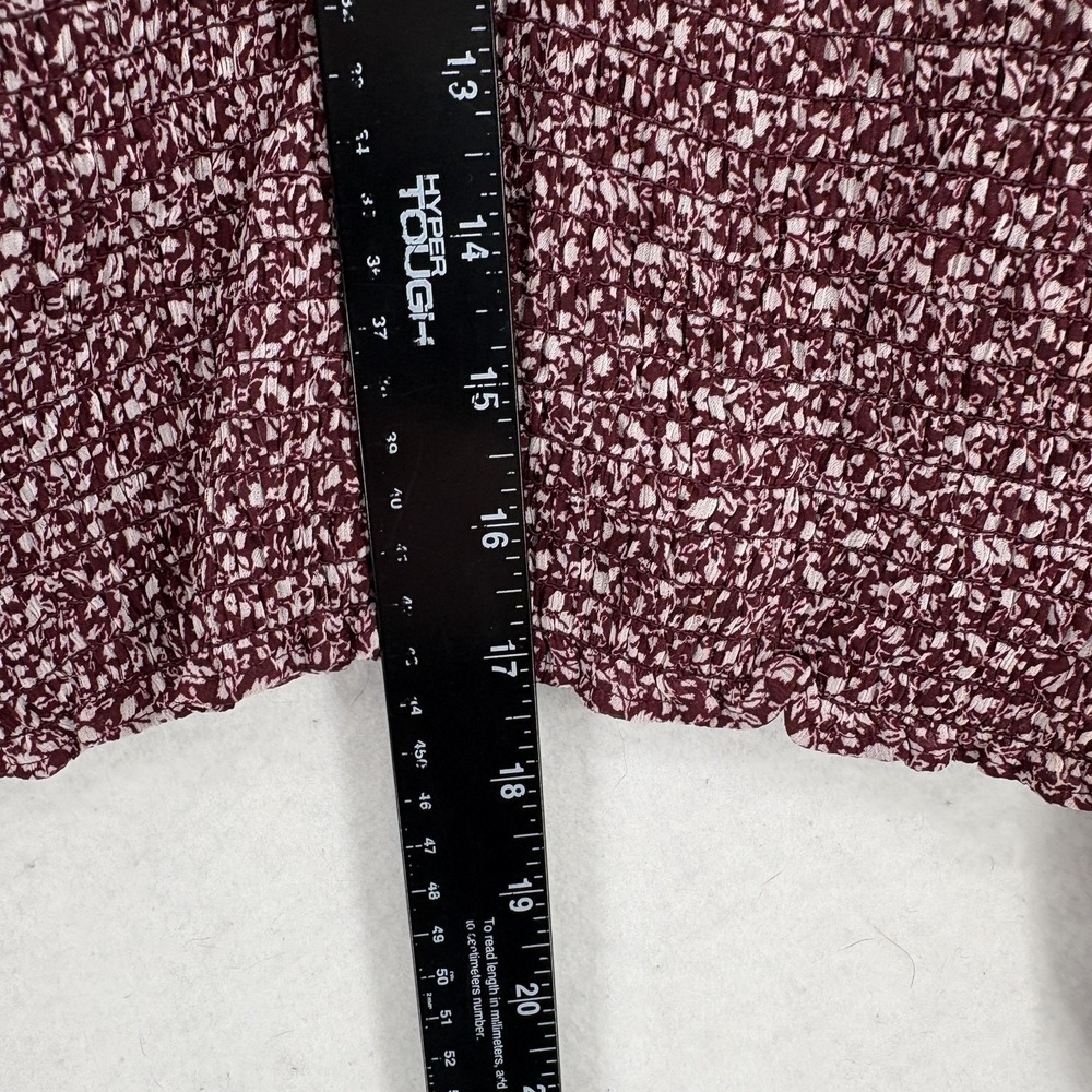 Abercrombie & Fitch Blouse Womens Small Red Floral Smocked Waist Babydoll Y2K - Picture 8 of 16